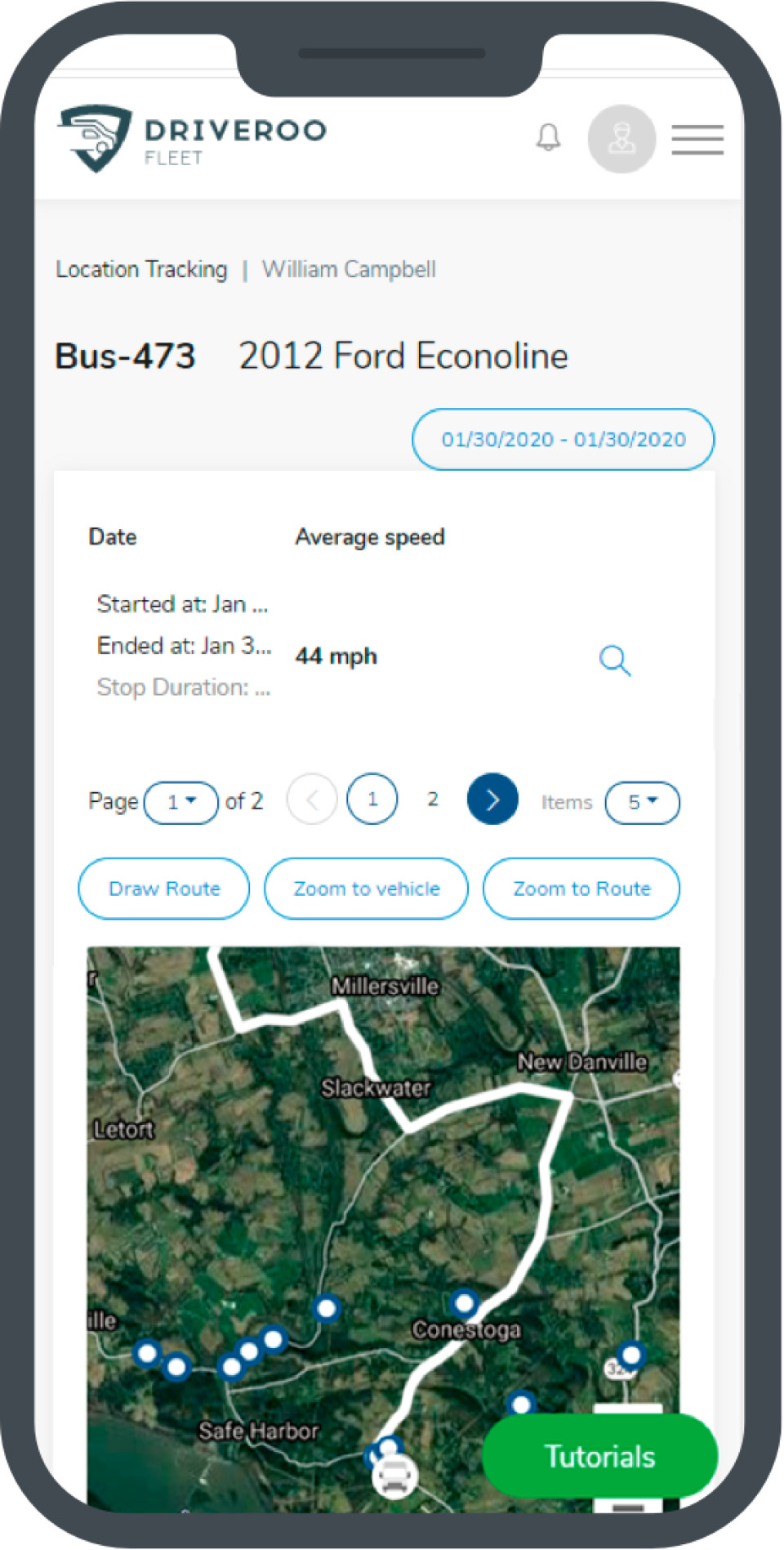 screenshot of Driveroo FleetAbout